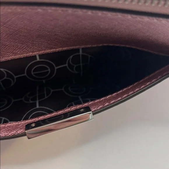 VTG Henri Bendel West 57th Metallic Pink Wristlet Wallet Large Sleek City Thin - Picture 5 of 10